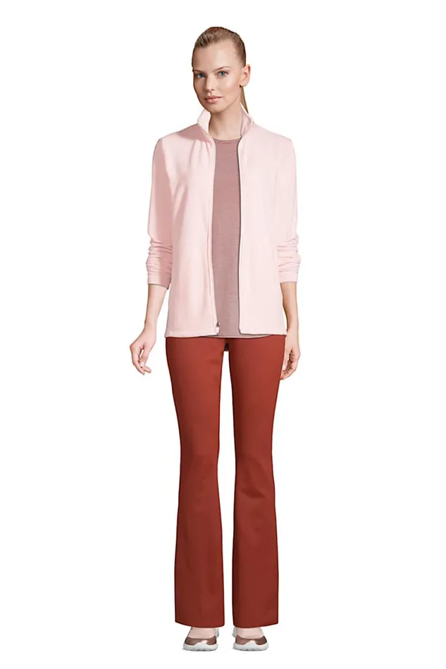 Lands039 End Activewear Women Full Zip Fleece Jacket Soft Tea Rose