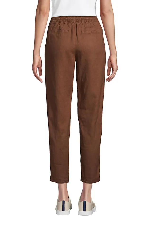 Lands039 End Capris and Crop Pants Women High Rise Pull On Tie Waist Linen Crop Pants Allspice Lands039 End Capris and Crop Pants Women High Rise Pull On Tie Waist Linen Crop Pants Allspice