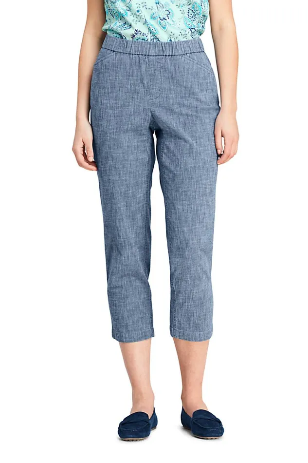 Lands039 End Capris and Crop Pants Women Mid Rise Curvy Pull On Chino Chambray Crop Pants Evening Sky Chambray Lands039 End Capris and Crop Pants Women Mid Rise Curvy Pull On Chino Chambray Crop Pants Evening Sky Chambray