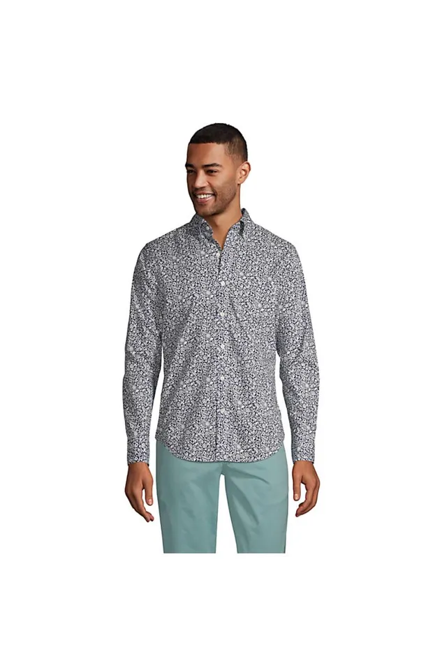 Lands039 End Casual Shirts Men Big And Tall Traditional Fit Essential Lightweight Poplin Shirt Deep Sea Navy Floral Mix Lands039 End Casual Shirts Men Big And Tall Traditional Fit Essential Lightweight Poplin Shirt Deep Sea Navy Floral Mix
