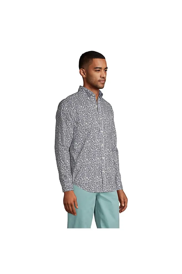 Lands039 End Casual Shirts Men Big And Tall Traditional Fit Essential Lightweight Poplin Shirt Deep Sea Navy Floral Mix Lands039 End Casual Shirts Men Big And Tall Traditional Fit Essential Lightweight Poplin Shirt Deep Sea Navy Floral Mix