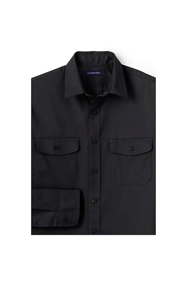 Lands039 End Casual Shirts Men Big Long Sleeve Straight Collar Work Shirt Black Lands039 End Casual Shirts Men Big Long Sleeve Straight Collar Work Shirt Black