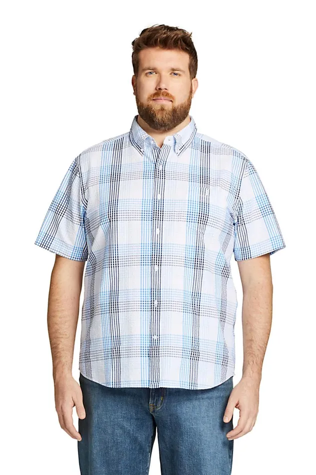 Lands039 End Casual Shirts Men Big Traditional Fit Short Sleeve Seersucker Shirt Soft Blue Haze Lands039 End Casual Shirts Men Big Traditional Fit Short Sleeve Seersucker Shirt Soft Blue Haze