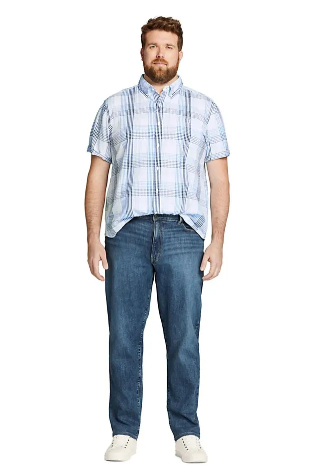 Lands039 End Casual Shirts Men Big Traditional Fit Short Sleeve Seersucker Shirt Soft Blue Haze