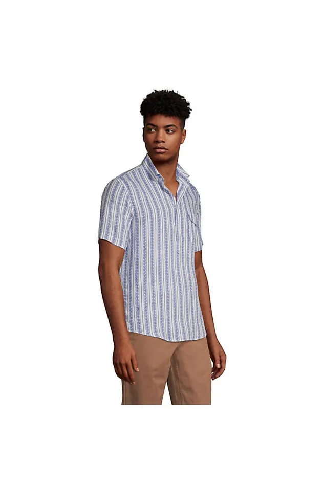 Lands039 End Casual Shirts Men Short Sleeve Linen Popover Shirt Wild Blossom Lands039 End Casual Shirts Men Short Sleeve Linen Popover Shirt Wild Blossom
