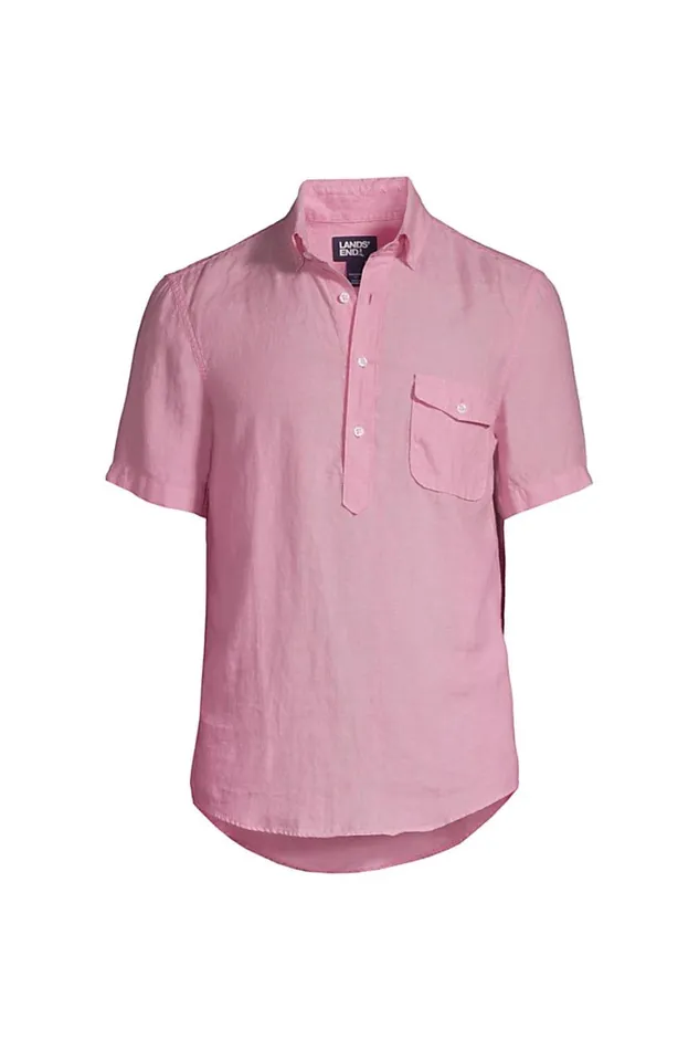 Lands039 End Casual Shirts Men Short Sleeve Linen Popover Shirt Wild Blossom Lands039 End Casual Shirts Men Short Sleeve Linen Popover Shirt Wild Blossom
