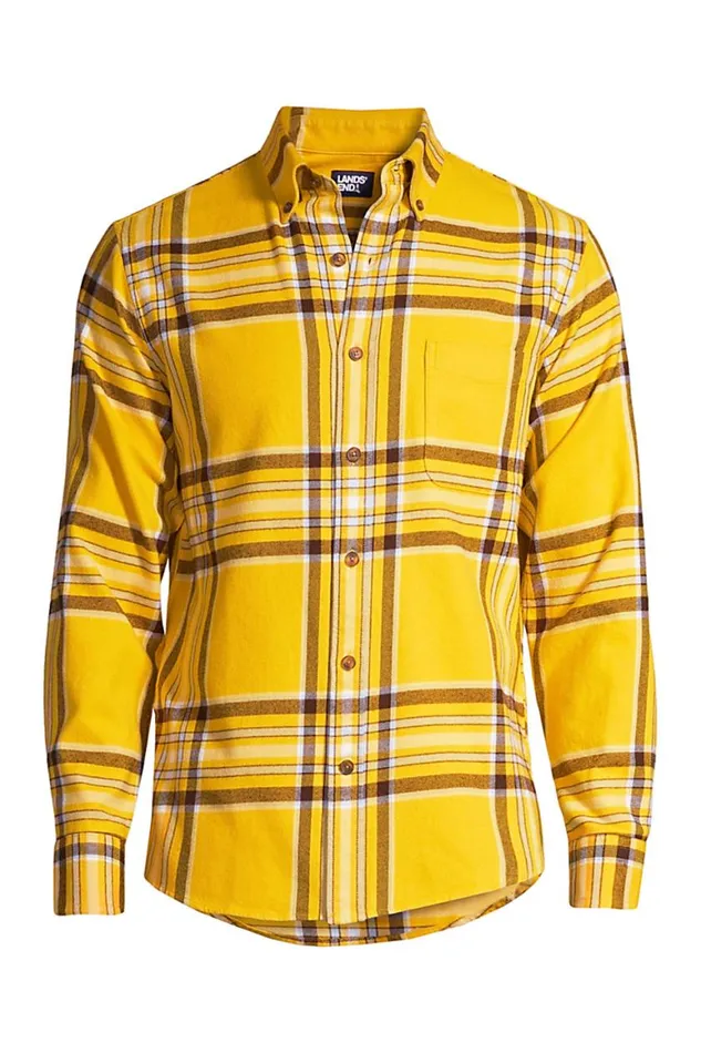 Lands039 End Casual Shirts Men Traditional Fit Pattern Flagship Flannel Shirt Athletic Gold Artisan Plaid Lands039 End Casual Shirts Men Traditional Fit Pattern Flagship Flannel Shirt Athletic Gold Artisan Plaid