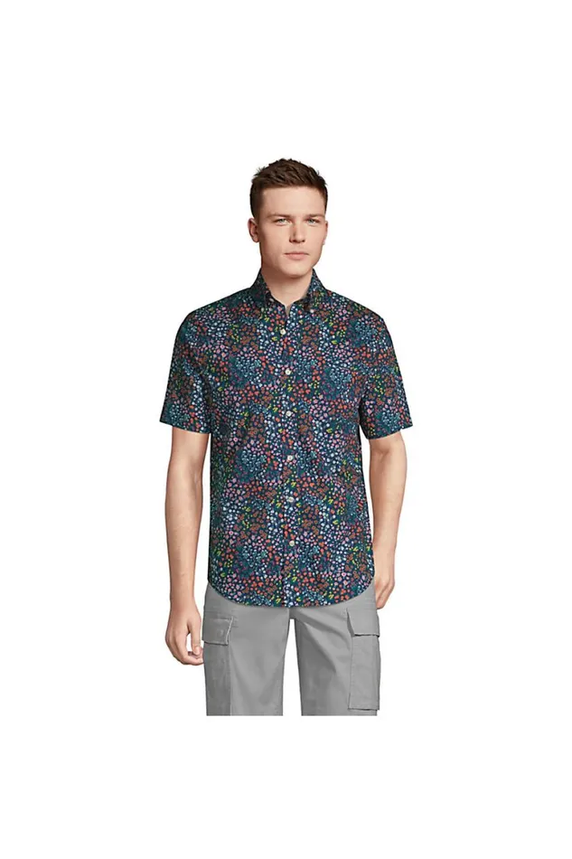 Lands039 End Casual Shirts Men Traditional Fit Short Sleeve Essential Lightweight Poplin Deep Sea Navy Mini Floral Lands039 End Casual Shirts Men Traditional Fit Short Sleeve Essential Lightweight Poplin Deep Sea Navy Mini Floral