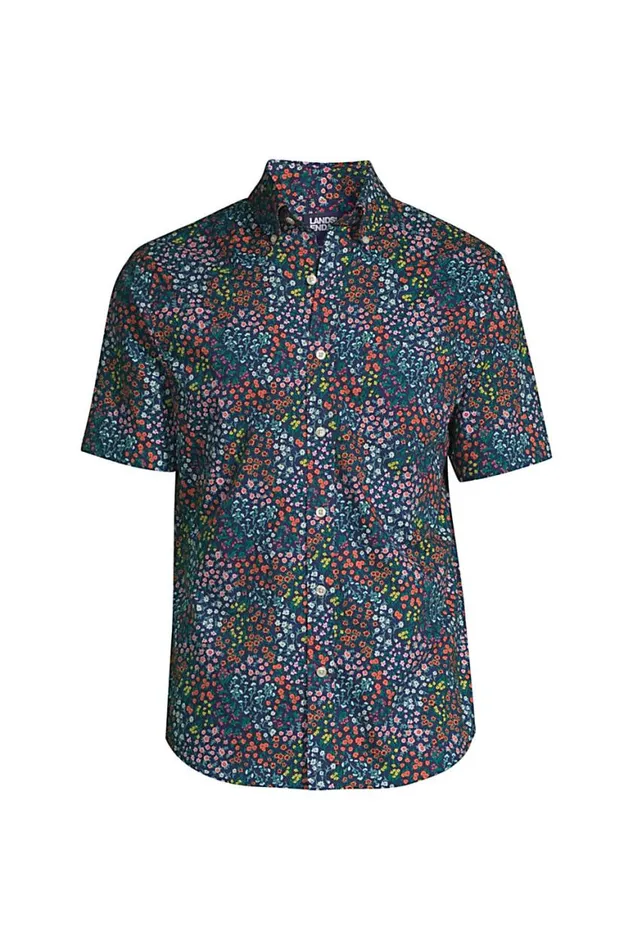 Lands039 End Casual Shirts Men Traditional Fit Short Sleeve Essential Lightweight Poplin Deep Sea Navy Mini Floral Lands039 End Casual Shirts Men Traditional Fit Short Sleeve Essential Lightweight Poplin Deep Sea Navy Mini Floral