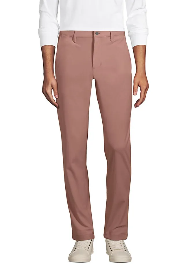 Lands039 End Chinos and Casual Pants Men Straight Fit Knit Performance Chino Pants Mauve Quartz