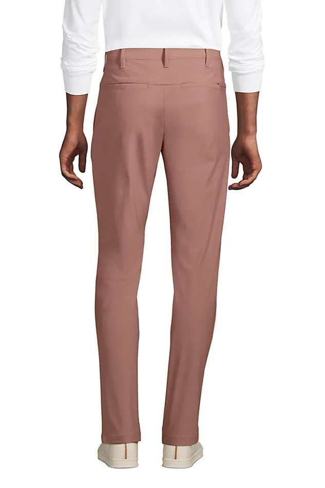 Lands039 End Chinos and Casual Pants Men Straight Fit Knit Performance Chino Pants Mauve Quartz