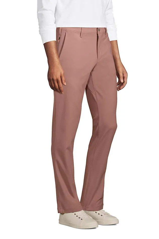 Lands039 End Chinos and Casual Pants Men Straight Fit Knit Performance Chino Pants Mauve Quartz