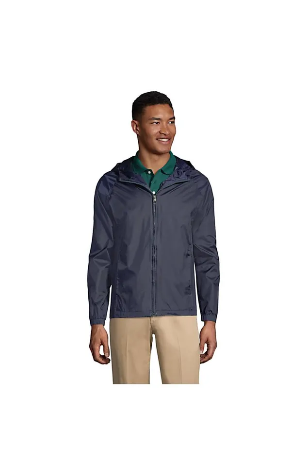 Lands039 End Coats and Jackets Men Packable Rain Jacket Classic Navy