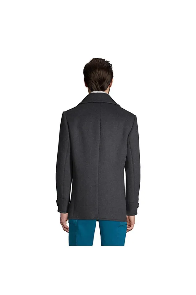Lands039 End Coats and Jackets Men Wool Peacoat Dark Charcoal Heather
