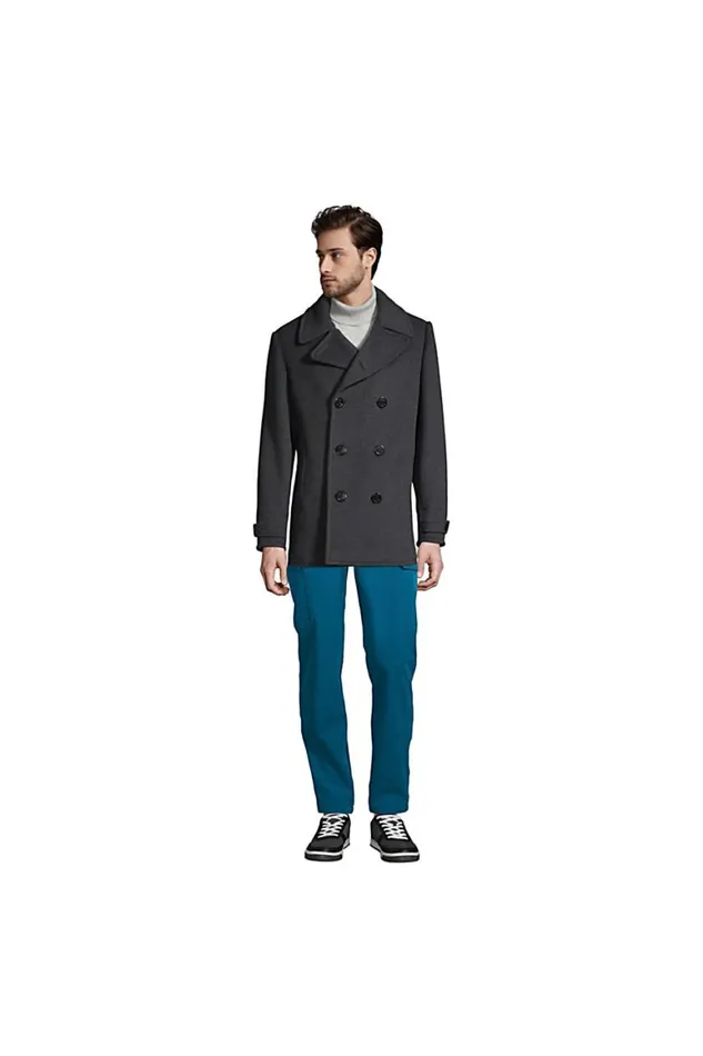 Lands039 End Coats and Jackets Men Wool Peacoat Dark Charcoal Heather