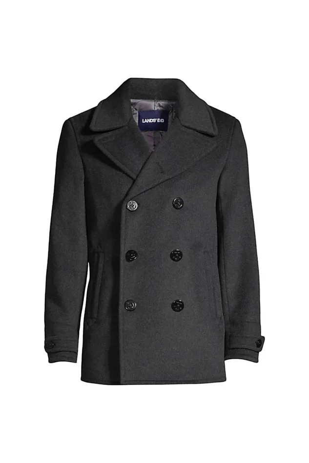 Lands039 End Coats and Jackets Men Wool Peacoat Dark Charcoal Heather
