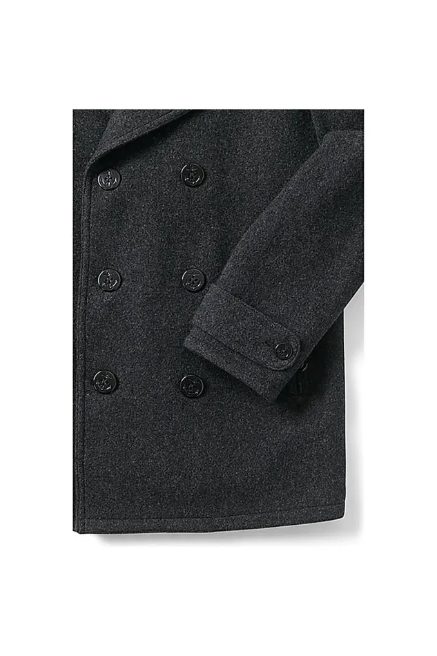 Lands039 End Coats and Jackets Men Wool Peacoat Dark Charcoal Heather