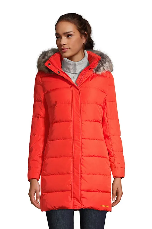 Lands039 End Coats and Jackets Women 600 Down Winter Long Coat With Hood Crimson Orange Lands039 End Coats and Jackets Women 600 Down Winter Long Coat With Hood Crimson Orange