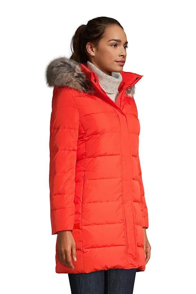 Lands039 End Coats and Jackets Women 600 Down Winter Long Coat With Hood Crimson Orange Lands039 End Coats and Jackets Women 600 Down Winter Long Coat With Hood Crimson Orange