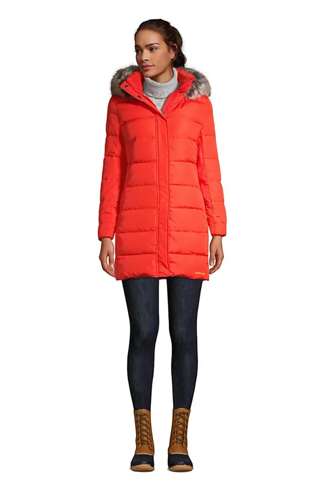 Lands039 End Coats and Jackets Women 600 Down Winter Long Coat With Hood Crimson Orange Lands039 End Coats and Jackets Women 600 Down Winter Long Coat With Hood Crimson Orange