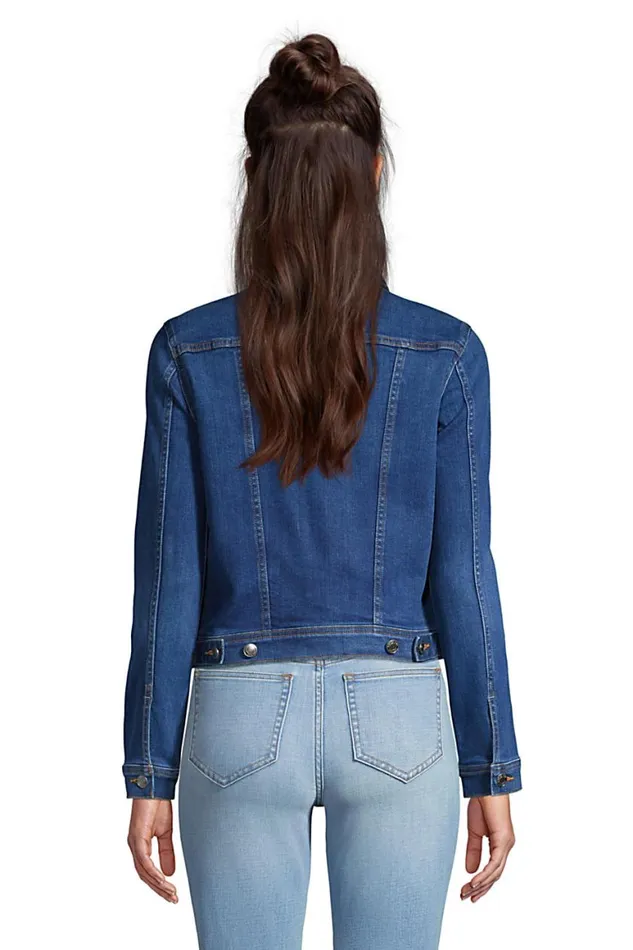 Lands039 End Coats and Jackets Women Denim Trucker Jacket Washed Lake Blue