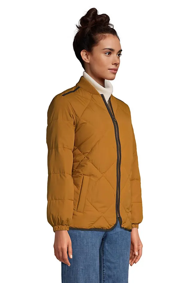 Lands039 End Coats and Jackets Women Insulated Quilted Thermoplume Bomber Jacket Golden Pecan Lands039 End Coats and Jackets Women Insulated Quilted Thermoplume Bomber Jacket Golden Pecan