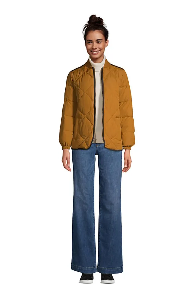 Lands039 End Coats and Jackets Women Insulated Quilted Thermoplume Bomber Jacket Golden Pecan Lands039 End Coats and Jackets Women Insulated Quilted Thermoplume Bomber Jacket Golden Pecan