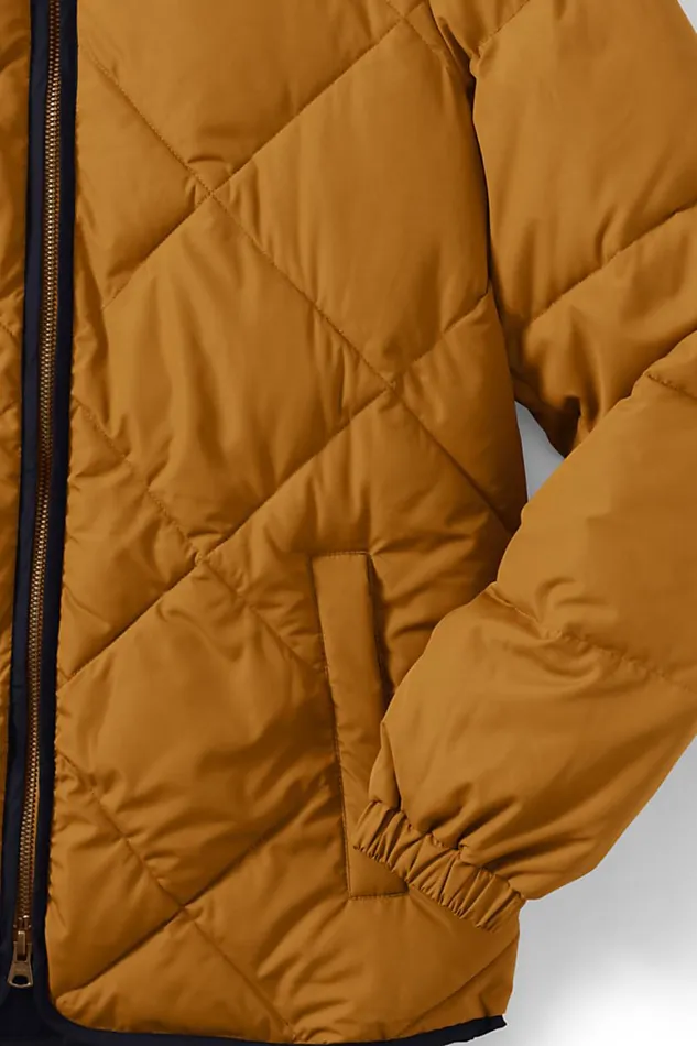 Lands039 End Coats and Jackets Women Insulated Quilted Thermoplume Bomber Jacket Golden Pecan Lands039 End Coats and Jackets Women Insulated Quilted Thermoplume Bomber Jacket Golden Pecan