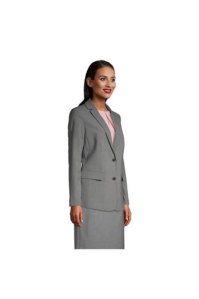 Lands039 End Coats and Jackets Women Washable Wool Two Button Traditional Blazer Light Charcoal Lands039 End Coats and Jackets Women Washable Wool Two Button Traditional Blazer Light Charcoal