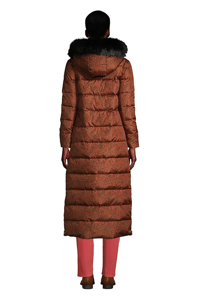 Lands039 End Coats and Jackets Women Winter Maxi Long Down Coat With Hood Burnt Caramel Leopard Print Lands039 End Coats and Jackets Women Winter Maxi Long Down Coat With Hood Burnt Caramel Leopard Print