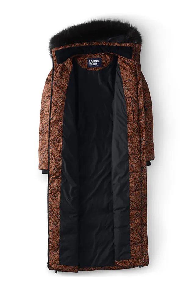 Lands039 End Coats and Jackets Women Winter Maxi Long Down Coat With Hood Burnt Caramel Leopard Print Lands039 End Coats and Jackets Women Winter Maxi Long Down Coat With Hood Burnt Caramel Leopard Print