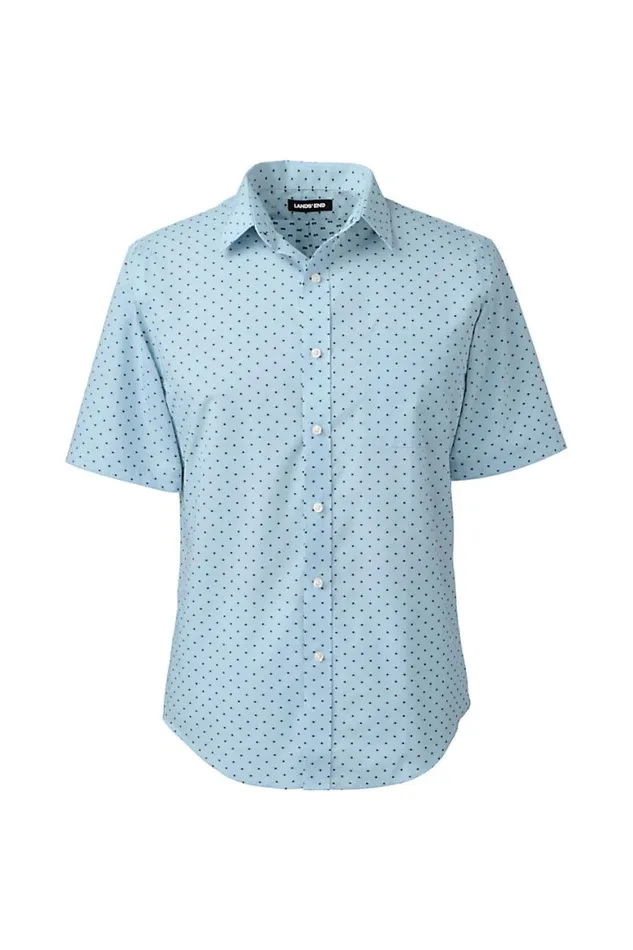Lands039 End Dress Shirts Men Short Sleeve Tailored Mini Button Down Dobby Broadcloth Shirt Light Sky Blue Mini Dot Lands039 End Dress Shirts Men Short Sleeve Tailored Mini Button Down Dobby Broadcloth Shirt Light Sky Blue Mini Dot
