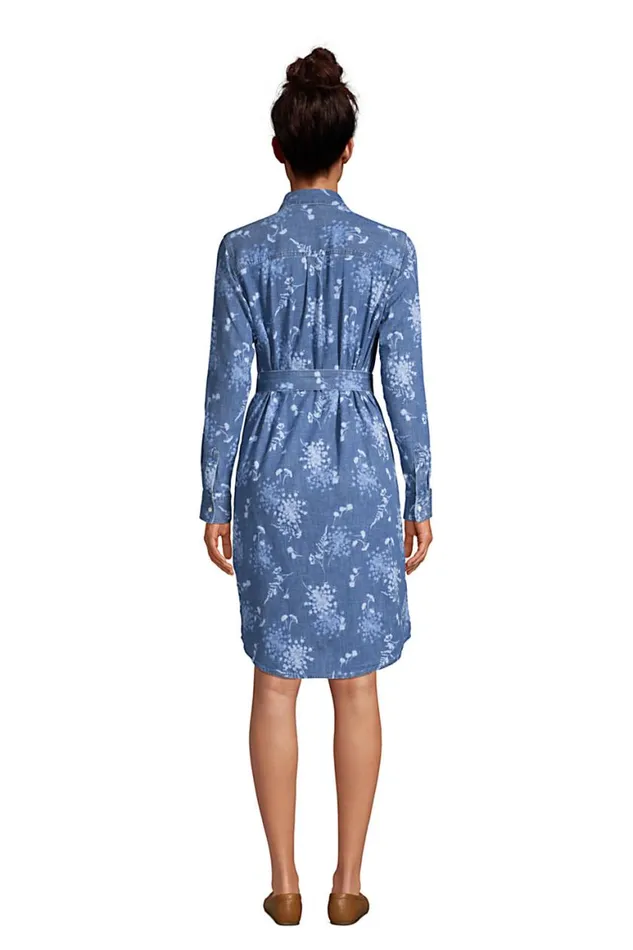 Lands039 End Dresses Women Cotton Denim Button Front Long Sleeve Dress Medium Indigo Sunprint Denim Lands039 End Dresses Women Cotton Denim Button Front Long Sleeve Dress Medium Indigo Sunprint Denim