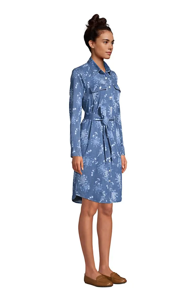 Lands039 End Dresses Women Cotton Denim Button Front Long Sleeve Dress Medium Indigo Sunprint Denim Lands039 End Dresses Women Cotton Denim Button Front Long Sleeve Dress Medium Indigo Sunprint Denim