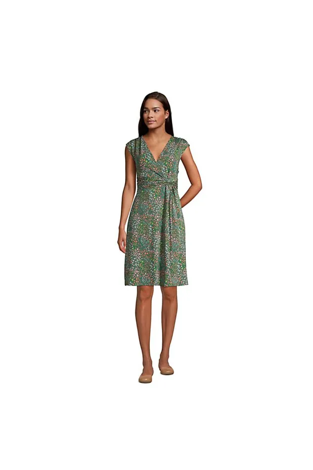 Lands039 End Dresses Women Cotton Modal Jersey Surplice Fit And Flare Dress Forest Moss Mini Floral Lands039 End Dresses Women Cotton Modal Jersey Surplice Fit And Flare Dress Forest Moss Mini Floral