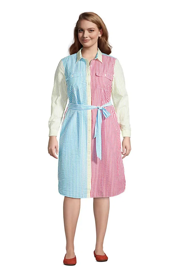 Lands039 End Dresses Women Plus Size Long Sleeve Seersucker Button Front Shirt Dress Stripe Mix Seersucker Lands039 End Dresses Women Plus Size Long Sleeve Seersucker Button Front Shirt Dress Stripe Mix Seersucker