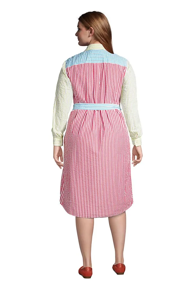 Lands039 End Dresses Women Plus Size Long Sleeve Seersucker Button Front Shirt Dress Stripe Mix Seersucker Lands039 End Dresses Women Plus Size Long Sleeve Seersucker Button Front Shirt Dress Stripe Mix Seersucker