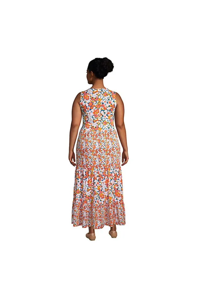Lands039 End Dresses Women Plus Size Sleeveless Tiered Maxi Dress Multi Rainbow Stripe Lands039 End Dresses Women Plus Size Sleeveless Tiered Maxi Dress Multi Rainbow Stripe