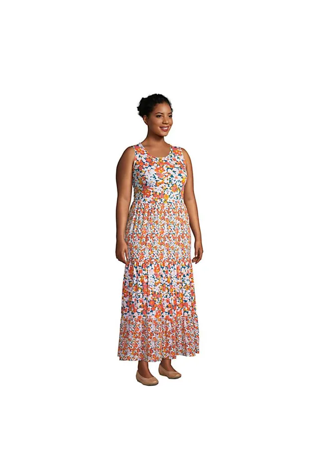 Lands039 End Dresses Women Plus Size Sleeveless Tiered Maxi Dress Multi Rainbow Stripe Lands039 End Dresses Women Plus Size Sleeveless Tiered Maxi Dress Multi Rainbow Stripe