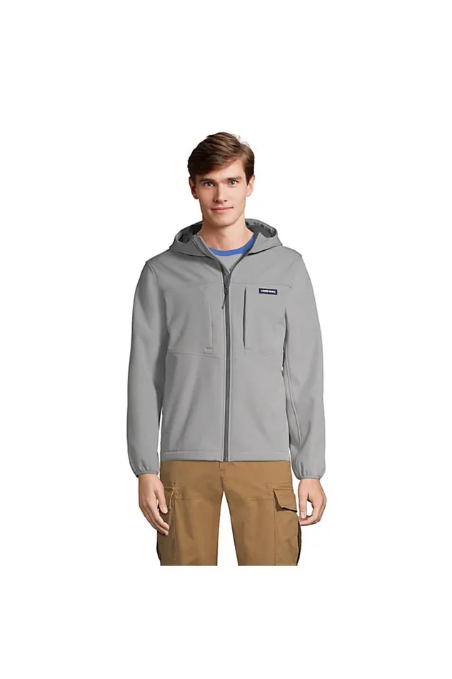 Lands039 End Fleece Men Soft Shell Fleece Jacket With Hood Ultimate Gray