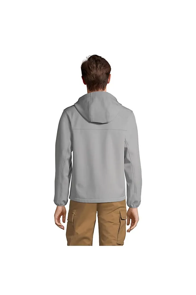 Lands039 End Fleece Men Soft Shell Fleece Jacket With Hood Ultimate Gray