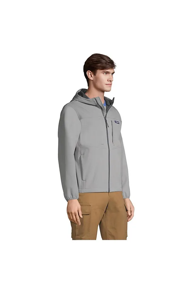 Lands039 End Fleece Men Soft Shell Fleece Jacket With Hood Ultimate Gray