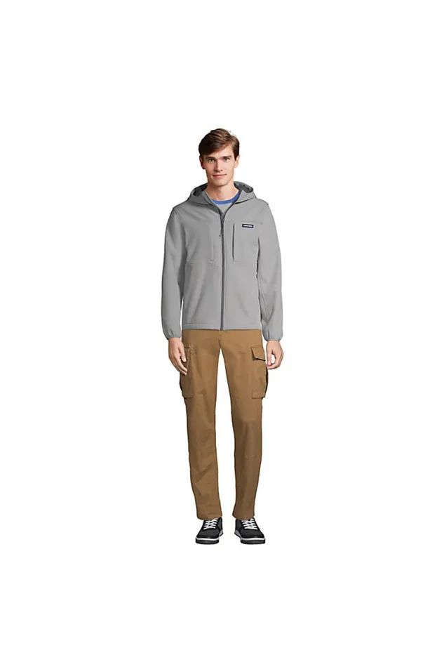 Lands039 End Fleece Men Soft Shell Fleece Jacket With Hood Ultimate Gray