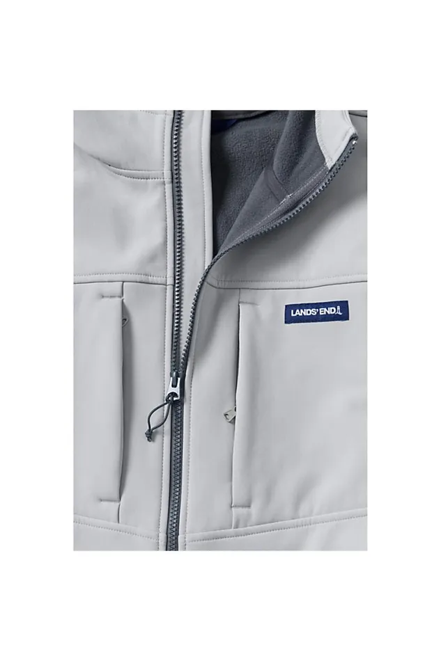 Lands039 End Fleece Men Soft Shell Fleece Jacket With Hood Ultimate Gray