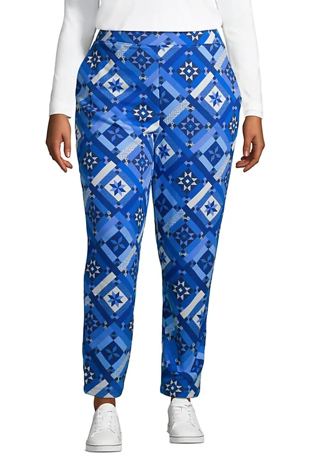 Lands039 End Fleece Women Plus Size Serious Sweats Ankle Sweatpants Navy Prosperity Quilt Lands039 End Fleece Women Plus Size Serious Sweats Ankle Sweatpants Navy Prosperity Quilt
