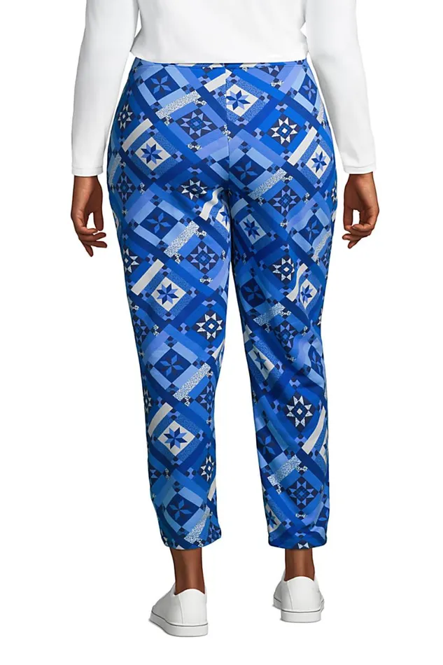Lands039 End Fleece Women Plus Size Serious Sweats Ankle Sweatpants Navy Prosperity Quilt Lands039 End Fleece Women Plus Size Serious Sweats Ankle Sweatpants Navy Prosperity Quilt