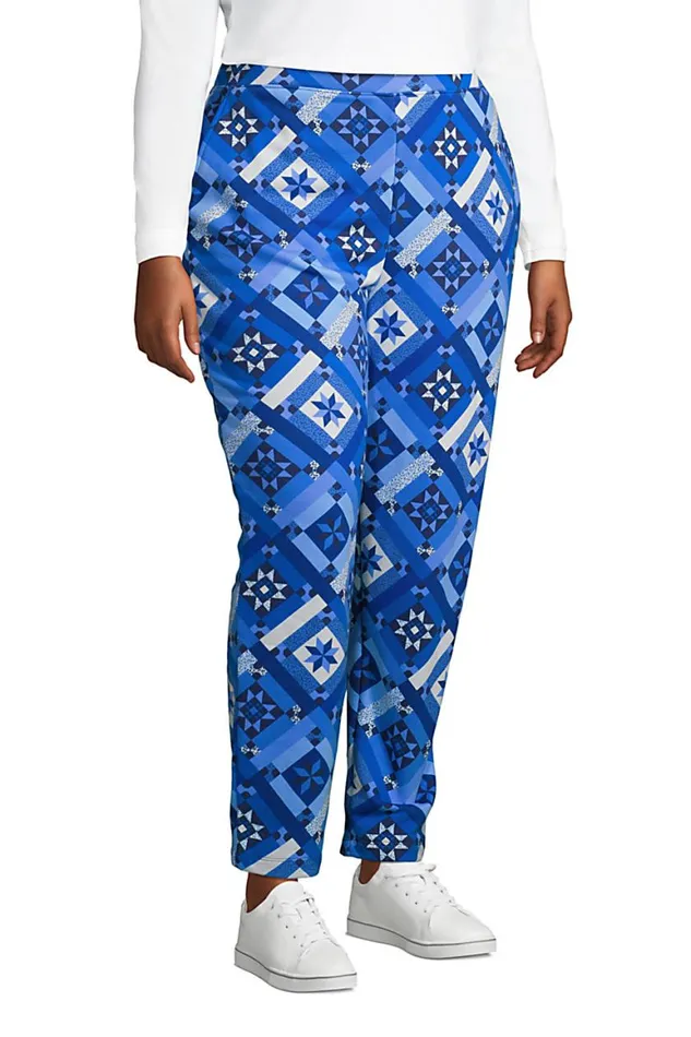 Lands039 End Fleece Women Plus Size Serious Sweats Ankle Sweatpants Navy Prosperity Quilt Lands039 End Fleece Women Plus Size Serious Sweats Ankle Sweatpants Navy Prosperity Quilt