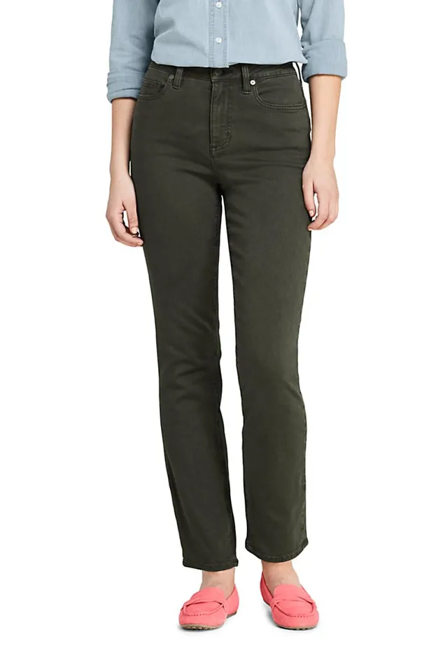 Lands039 End Jeans Women Curvy Mid Rise Straight Leg Jeans 8211 Color Dark Olive Green
