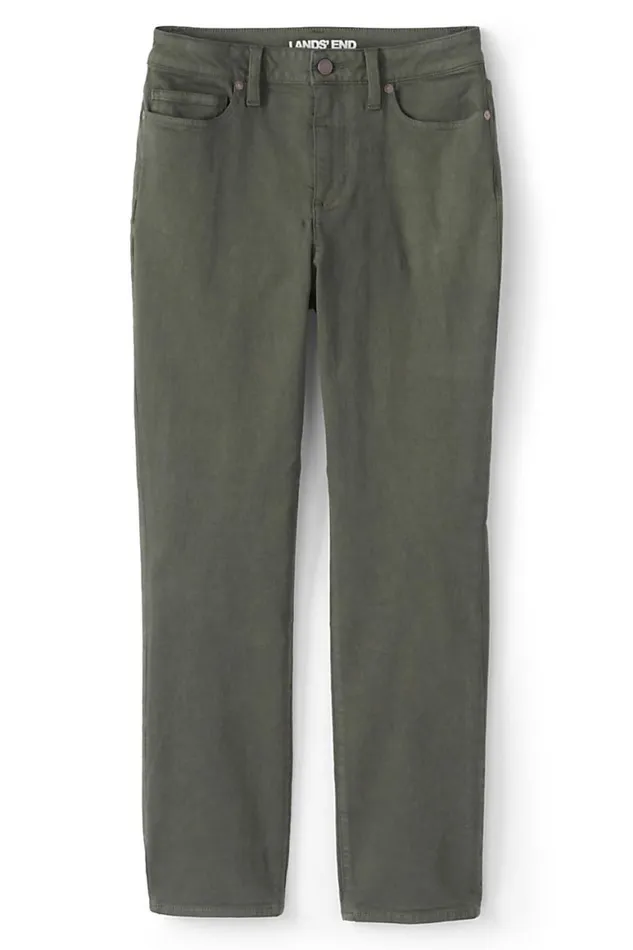 Lands039 End Jeans Women Curvy Mid Rise Straight Leg Jeans 8211 Color Dark Olive Green