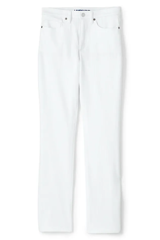 Lands039 End Jeans Women High Rise Compression Straight Leg Jeans White Lands039 End Jeans Women High Rise Compression Straight Leg Jeans White